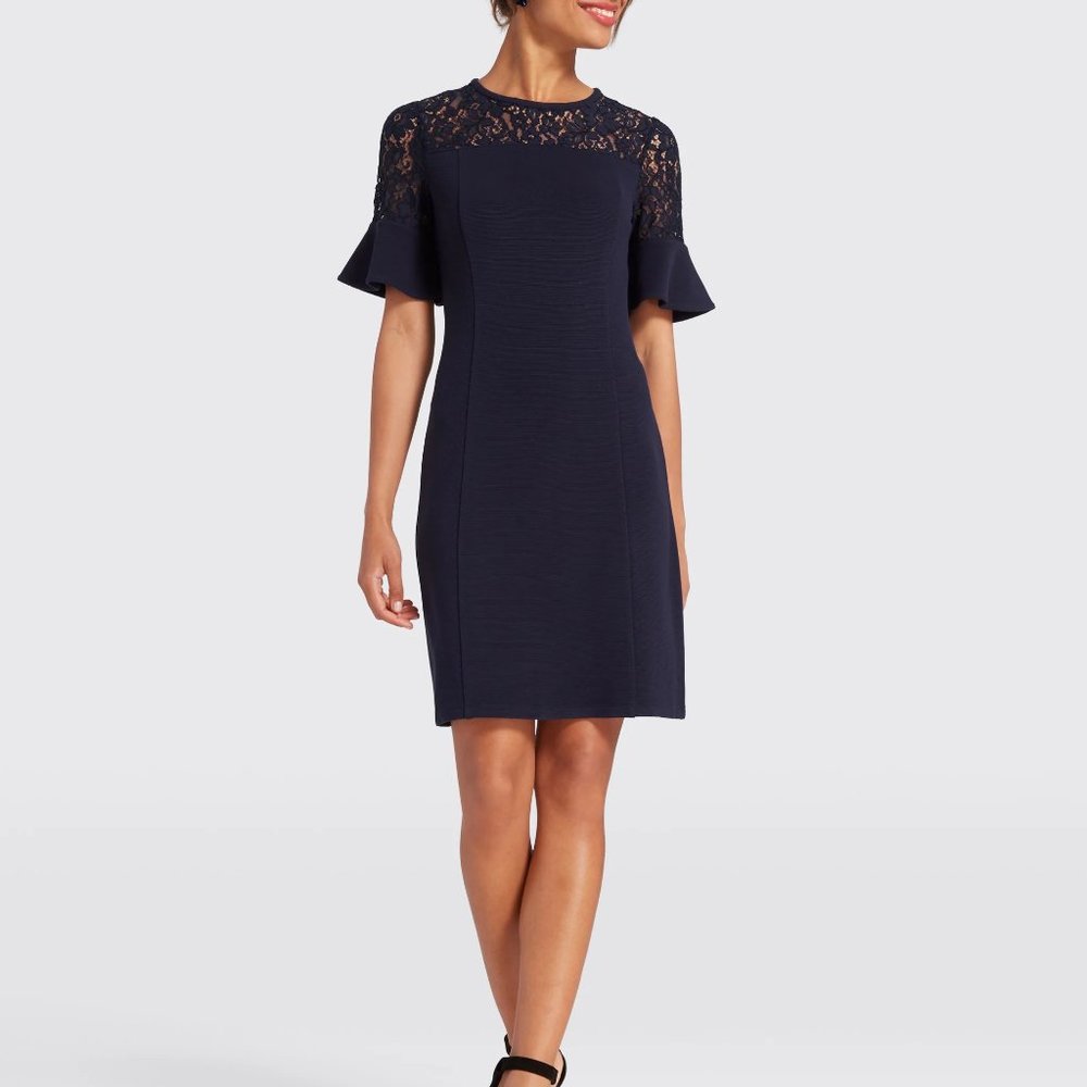 Draper James Solid Flutter Short Sleeve Dress
